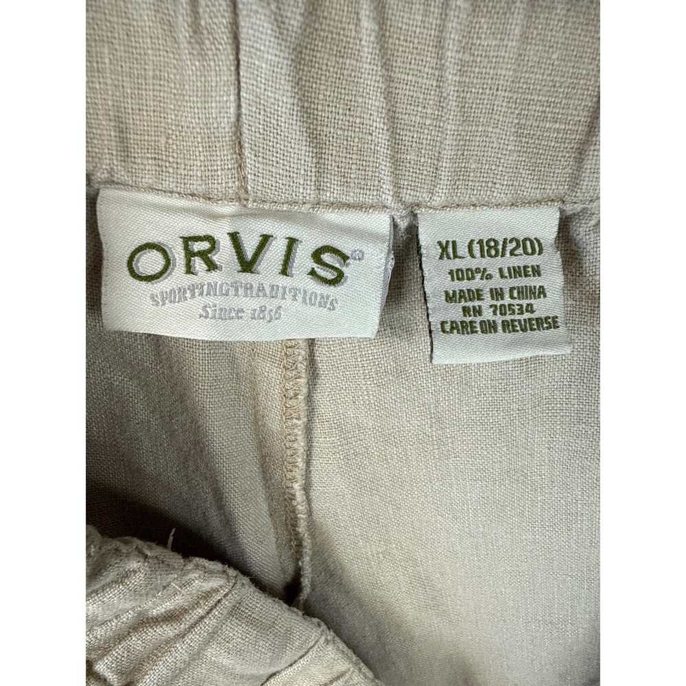Orvis Womens XL 100% Linen Drawstring Elastic Waist Pants Beige Cruise Sailing - Picture 5 of 13
